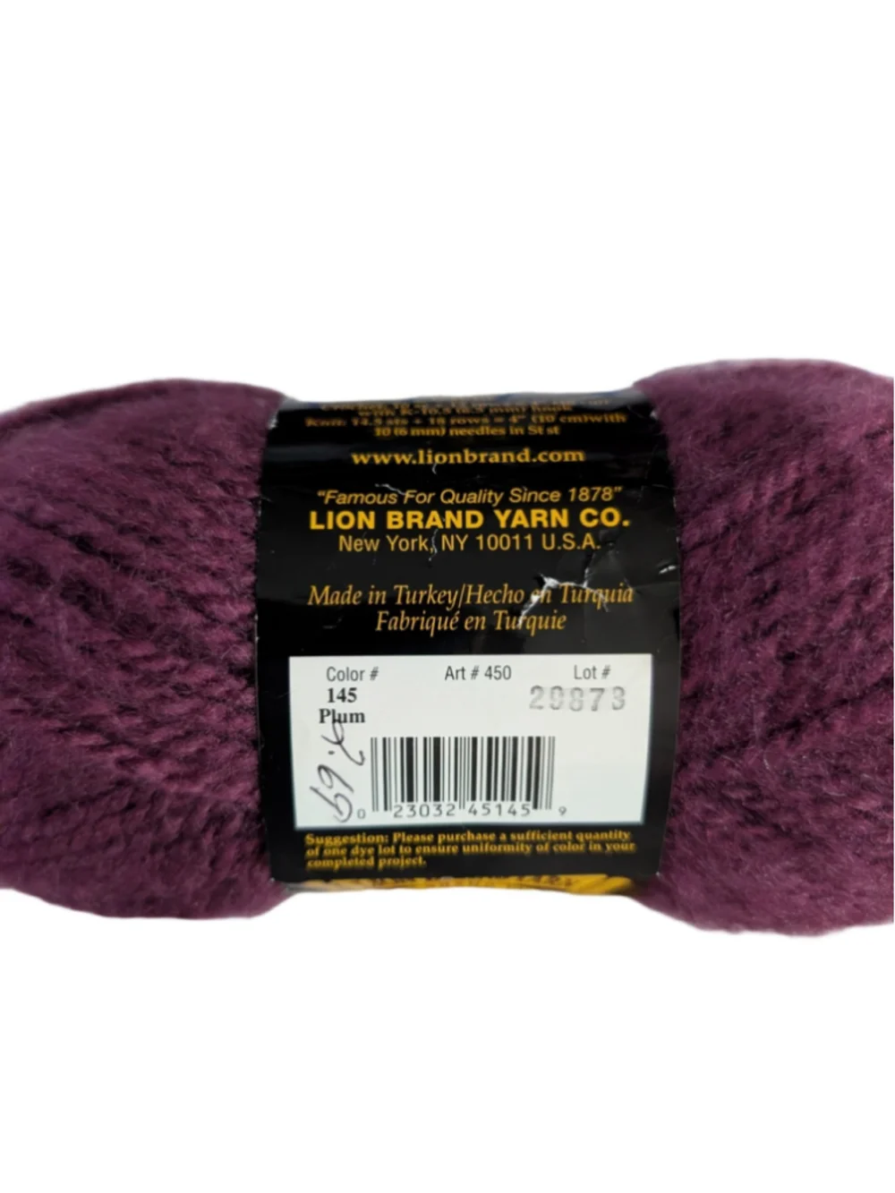 5/$25 Lion Brand Jiffy Yarn Lot of 3 in color Plum